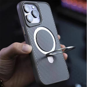 Nueva Funda para Teléfono con Textura de Fibra de Carbono para iPhone 15 16 Pro Max, Armadura, Soporte <span class=keywords><strong>Invisible</strong></span>, Magnética, Antigolpes, Carcasa Rígida - Product Image 5