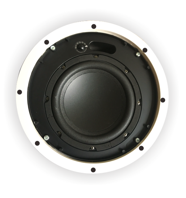 T OEM Manufacture 80W Round In-ceiling Mounted Rimless Speakers Subwoofer With 100 Line and Low Z 8ohm Switch/ Metal Dome