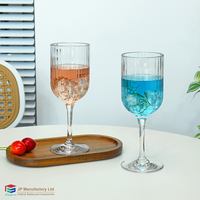 Verre à vin incassable de 280 ml avec ruban, verre à vin à pied côtelé pour l'extérieur, verre à vin blanc en plastique à rayures