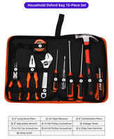 Ensemble d'outils à main pour usage quotidien avec clé à molette réglable, marteau à griffes, tournevis, pinces, ruban à mesurer, clé hexagonale, kit d'outils de quincaillerie