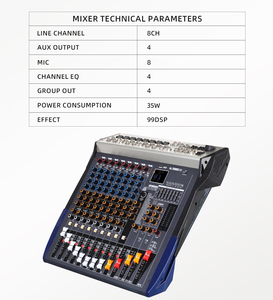 Canal audio 12 do misturador plástico feito em China Misturador audio amplificado - Product Image 4