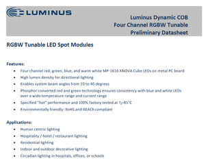 Module LED COB RGBW LUMINUS CTM-9-RGBW-12-TW01 12V, garantie 3 ans, LED multicolores rouge, vert, bleu, blanc, éclairage carré - Product Image 2
