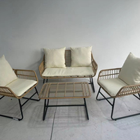 Ensembles de conversation en osier modernes chaise de canapé en rotin table basse pour repas en plein air jardin patio hôtels meubles de salon