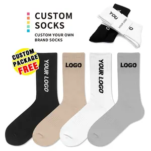 Custom Logo No Minimum Order Own Fashion Embroidery Jacquard Cute Colorful Womens Cotton Crew Socks