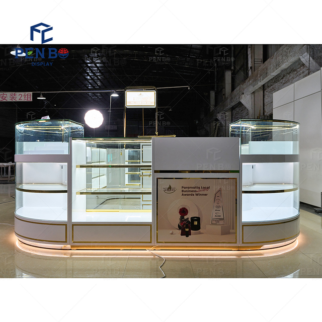 Modern Retail Shop Showcase Candle Store Display Glass Counter Custom Candle Mall Kiosk
