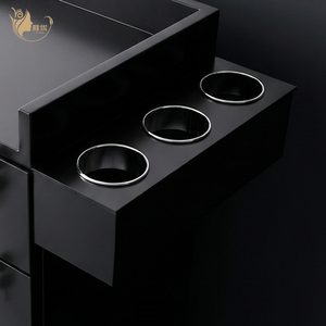 Chariot de Salon Professionnel Verrouillable avec Rangement Supérieur Ouvert - Chariot de Barbier Robuste Noir et Armoire à Outils de Coiffeur avec Clés - Product Image 3