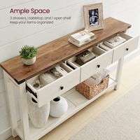 Console de luxe style ferme pour entrée étroite, table d'appoint en bois de 47,2 pouces avec 3 tiroirs et étagère ouverte pour couloir