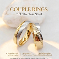 Bagues de mariage Titanfitz de marque de créateurs, faites à la main, plaquées or 18 carats PVD, en acier inoxydable 316L, pour hommes et femmes