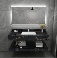 Meuble de salle de bain moderne en céramique avec miroir intelligent, lavabo, évier, toilettes et armoire sous-vasque