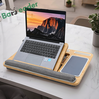 Support d'ordinateur portable réglable en bambou moderne pliable pour bureau à domicile avec grande fente pour tablette et trous de refroidissement pour poignets souples