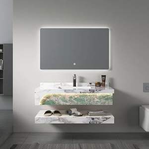 Salle de bain fournie en usine de luxe lumières LED lavabo Apportez un miroir rock board ardoise bassin - Product Image 4