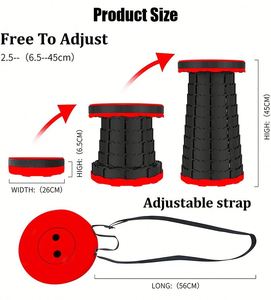 Tabouret pliable télescopique en plastique réglable et robuste pour le camping - Product Image 2