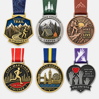 Medallas de Premio Personalizadas de Aleación de Zinc Fundido a Presión en 3D, Medallas de Honor Comunitario, Voluntariado, Carrera Benéfica, con Esmalte Suave y Cinta