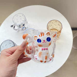 Alta qualità di vendita di 260ml di <span class=keywords><strong>disegno</strong></span> tridimensionale colorato Pet gattino tazze <span class=keywords><strong>da</strong></span> caffè tazza di vetro per caffè - Product Image 5