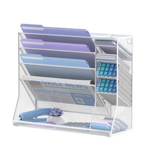 Wall <b>File</b> Organizer 5-Tier Desk Organizer with 4 Pen Slots Hanging Wall <b>File</b> Folder Holder with R-shaped Bottom Tray - Product Image 2