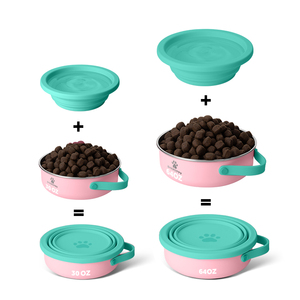 Trasportino 2 in 1 ciotola per cani cucciolo amante degli animali da viaggio cane cibo acqua ciotola in acciaio inox Pet ciotola senza perdite - Product Image 3