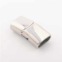 Logo personnalisé En Acier Inoxydable Haute Polonaise Boucle Fermoir Pour Bracelet En Cuir