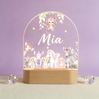 Veilleuse LED pour enfants avec base en bois, lampe USB en acrylique imprimée UV personnalisée, design minimaliste, cadeau DIY pour enfants, décoration intérieure
