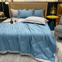 Couette de lit d'été délavée en soie, 4 pièces, vente directe depuis l'usine, à la maison, hôtel, avec drap, housse d'oreiller et climatisation