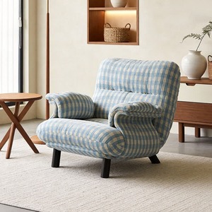 <span class=keywords><strong>Fauteuil</strong></span> individuel en tissu bleu ciel style coréen, décontracté, inspiré des designers, à carreaux bleu ciel - Product Image 2