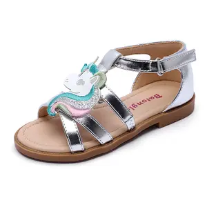 Dessin animé licorne semelle souple anti-dérapant décontracté chaussures pour enfants filles plat sandales pour enfants enfants bébé sandales