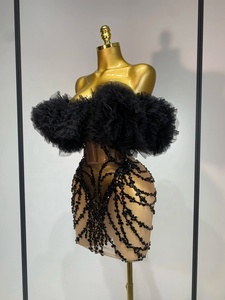 Abito <span class=keywords><strong>Mini</strong></span> Nero Senza Spalline e Senza Schienale con Diamanti per Donna, Sexy per Feste Serali, Discoteca, Spettacoli, Compleanni - Product Image 5