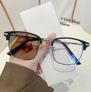 色を変えるメガネハーフフレームフレームアンチブルーライトインテリジェントフォトクロミック茶色メガネ - Product Image 3