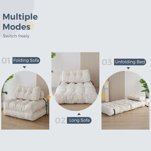 Sofá <span class=keywords><strong>Cama</strong></span> Plegable 3 en 1, Convertible, con Espuma Viscoelástica, Sillón Plegable para el <span class=keywords><strong>Suelo</strong></span>, Reposacabezas, Almohada, Chaise Longue Moderna - Product Image 4