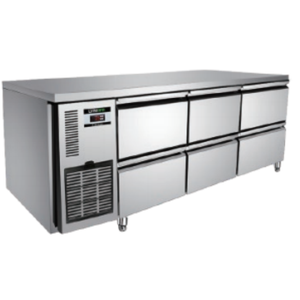 Piano di lavoro cucina commerciale frigorifero con 6 <span class=keywords><strong>cassetti</strong></span> compressore <span class=keywords><strong>a</strong></span> temperatura singola ventola di raffreddamento ristoranti bancone congelatore - Product Image 2