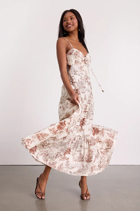 Robe longue à imprimé floral avec décolleté en cœur, bretelles spaghetti, coupe trapèze, en mousseline, style bohème, robe d'été décontractée - Product Image 2