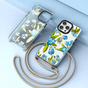 Chain Necklace Clear Case For IPhone 14 Designer With Fashion Shoulder Rope Phone Cover 14 Pro Max With Hole For Lanyard