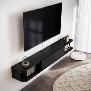 Meuble TV avec tiroir, meuble TV mural de 47 pouces, console TV flottante, étagère de divertissement <span class=keywords><strong>sous</strong></span> TV avec rangement pour la vie - Product Image 4