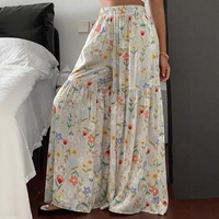 Pantalon large en velours côtelé taille mi-haute, style doux, taille élastique, décontracté, anti-plis, nouvelle collection, coupe fluide