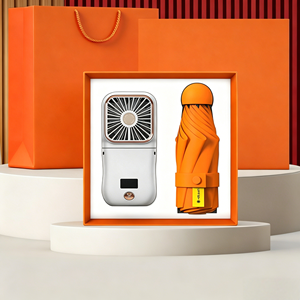 Customized Luxury Business <b>Gift</b> <b>Box</b> 2-in-1 Umbrella + Portable Fan Set with UV Printing Handmade Paper for Promotions Occasions - Product Image 5