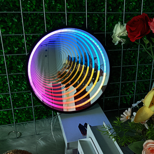 ป้ายไฟนีออนวงกลม LED RGB ปรับแต่งได้ ผลิตจากโรงงาน ป้ายโฆษณาแบบกระจกเงา <span class=keywords><strong>Abyss</strong></span> สำหรับบ้าน บริษัท กระจกเงาหลายชั้น - Product Image 1