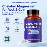Capsules végétaliennes de glycinate de magnésium 200 mg, chélaté élémentaire à absorption élevée, complément alimentaire minéral pour le sommeil