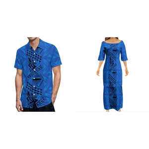 Outlet di fabbrica rosso grande gente di lusso signora Puletasi abiti e camicia da uomo stile etnico polinesiano Plumeria HD stampa coppia abito - Product Image 5