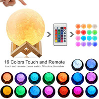 Lampe de nuit intelligente pour bébé, lampe de nuit à changement de couleur à télécommande, impression 3D, lampe de nuit lunaire