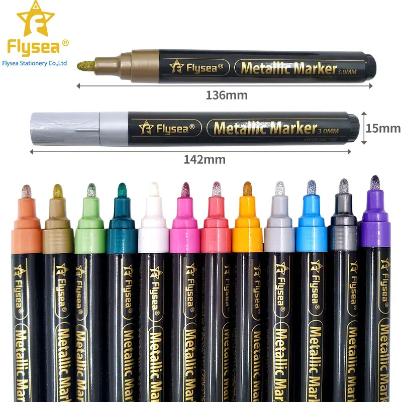 Металлический маркер, горячая распродажа, 12 видов цветов тонкие металлические маркеры