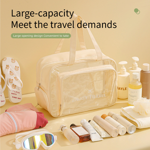 Sac de rangement pour articles de toilette de voyage HANFEIZI, sac cosmétique transparent en PVC avec compartiment pour chaussures - Product Image 4