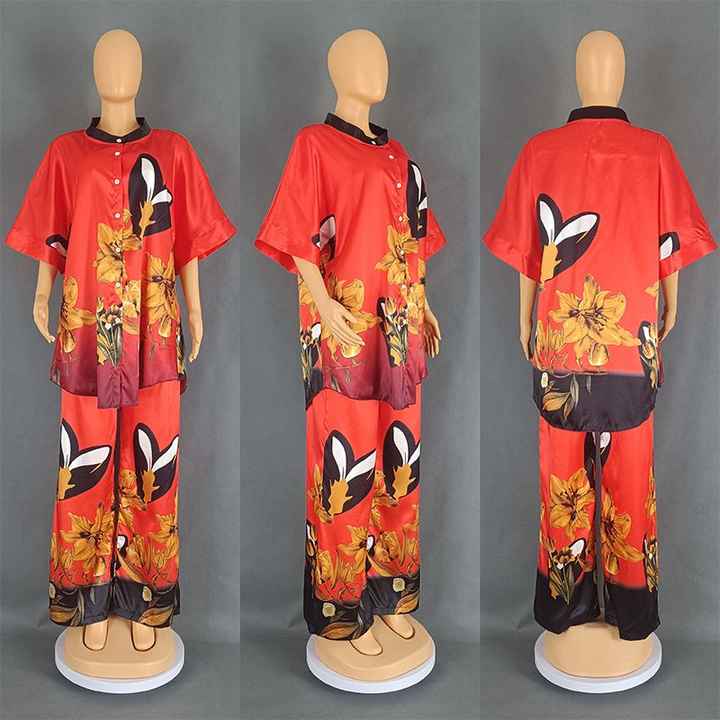 Two Piece Suits Set for Women Floral Print Tops & Pants Set Women Two ...