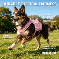 Harnais tactique robuste anti-traction pour chien, gilet respirant de style tactique avec système Molle pour grandes races Rose Qute