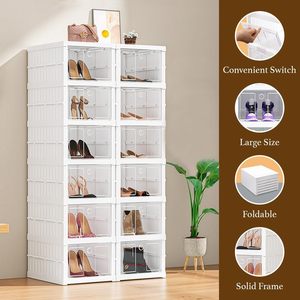 Hộp đựng giày 6 tầng, chất liệu nhựa trong suốt, có thể gấp gọn - Product Image 1