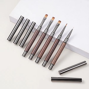 Juego de 6 pinceles de gel para <span class=keywords><strong>uñas</strong></span> con mango de palisandro, planos, ovalados, delineadores y angulares, para salón de manicura, con logotipo personalizado - Product Image 2