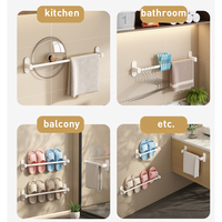 Porte-serviettes simple et pratique, longueur personnalisée, sans perçage, en aluminium, multi-usages, barre à serviettes