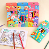 Kit de dessin 12 couleurs Monstre mignon de dessin animé en gros, ensemble de crayons de papeterie scolaire pour enfants
