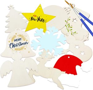 Ornements de Noël en bois, tranches de bois non finies avec trous pour enfants, centres de table de bricolage pour arbres de vacances suspendus - Product Image 4