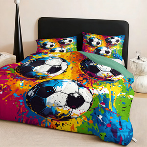 Juego de Ropa de Cama ChamXue, Juego de Edredón con Fundas de Almohada, Diseño Colorido con Temática de Fútbol, Edredón Alternativo de Poliéster, 3 Piezas, para Uso en las Cuatro Estaciones - Product Image 1