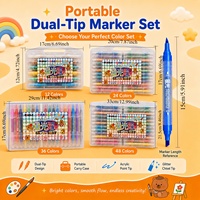 Marqueurs acryliques à double pointe avec paillettes, étui de transport portable, stylos à peinture pour le dessin, la coloration, les travaux manuels et l'art DIY