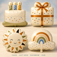 Ballons en aluminium en gros pour anniversaire, motifs dessin animé, gâteau, soleil, boîte cadeau, nuages, pour fête d'anniversaire d'enfants